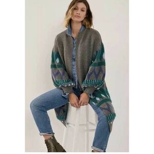 Anthropologie Kai Balloon Sleeve Open Cardigan